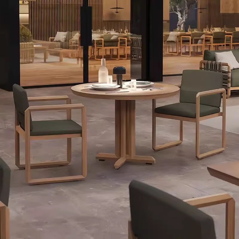 Sofá de madera maciza al aire libre terraza villa de caña silla de ocio combinación mesa de té al aire libre jardín patio muebles de casa modelo