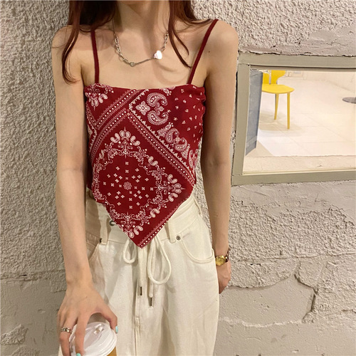 Ice Silk Seamless Hot Girl Ethnic Style Cashew Flower Sexy Camisole Female Small Belly Bag Irregular Belt Wrap Chest