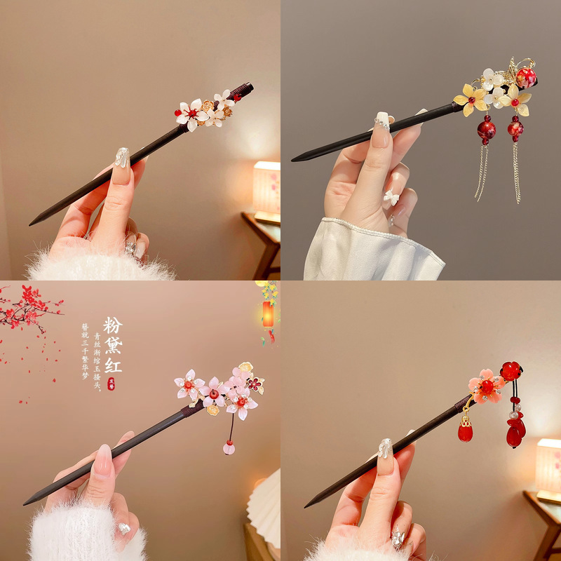 Clipper de cabello de madera de sándalo rojo estilo antiguo simple guofeng adornamiento de cabello de madera de sándalo negro bandeja de cabello de madera chapa de ropa diaria china cheongsam towel