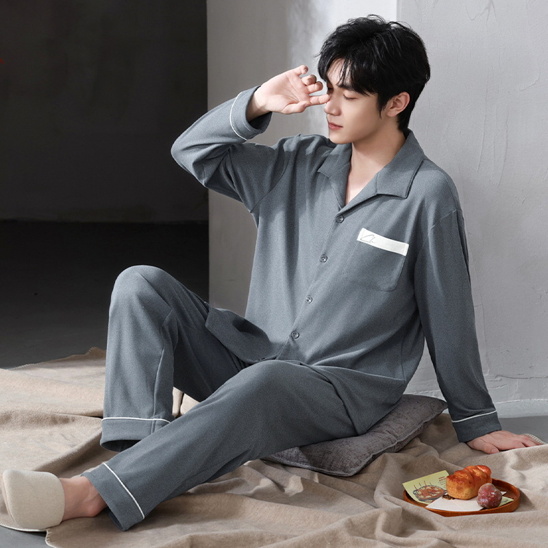 Pijamas de cotton para hombres otoño y invierno de 2025 cálidos catiónicos cardigan de manga larga con un conjunto de ropa de hogar de alta calidad
