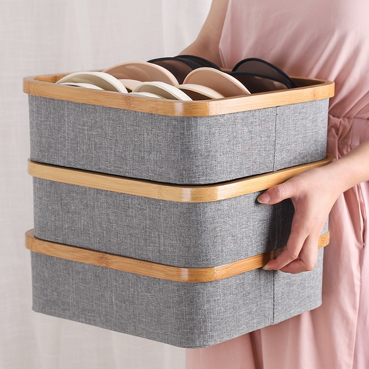 Caja Organizadora de Ropa Interior con Divisores de Tela y Bambú Con Divisores para Armario image 4
