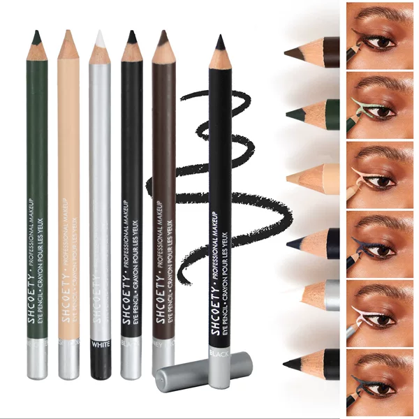 SHCOETY waterproof makeup-free wooden rod eyeliner lasting makeup-free eyebrow pencil lying silkworm dual-purpose makeup pen Europe and the United States