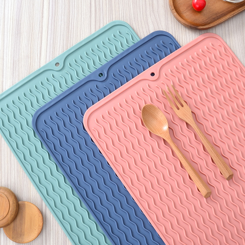 Cocina cuadrada plegable almohadilla de mesa antideslizante almohadilla de drenaje de agua almohadilla de aislamiento térmico TPR almohadilla de aislamiento térmico