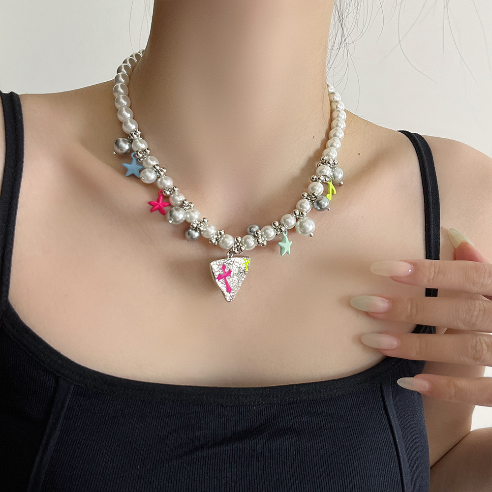 Geometric Star Elegant Lady Modern Style Acrylic Imitation Pearl Alloy Multi Charms Necklace Wholesale display picture 2