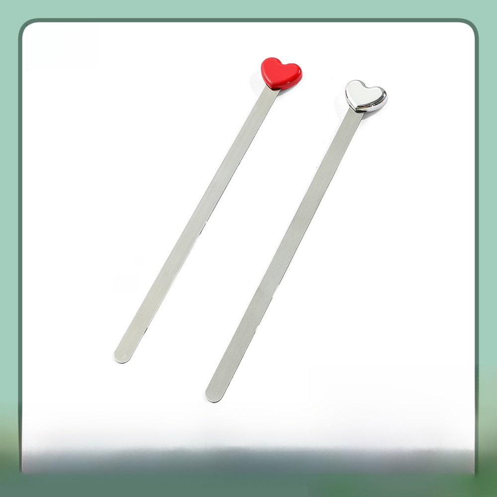 Metal Heart Bookmark Hardware Heart Shape Bookmark Peach Heart Stainless Steel Enamel Bookmark Wholesale