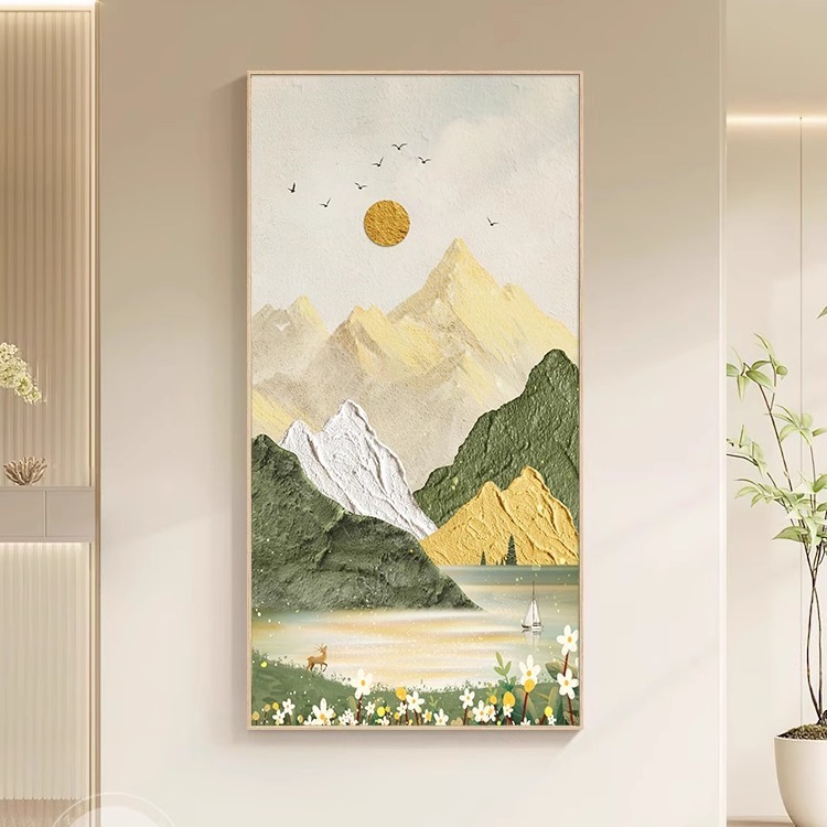 入门玄关挂画2025新款日照金山好寓意山水画轻奢高级感风景装饰画|undefined
