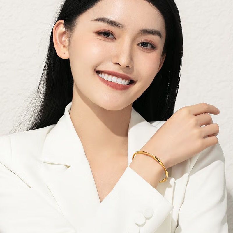 本物の [色褪せない色] Zhoujia メビウス リング ブレスレット レディース ベトナム サンドゴールド ブレスレット ファッショナブルで多用途な女性用|undefined