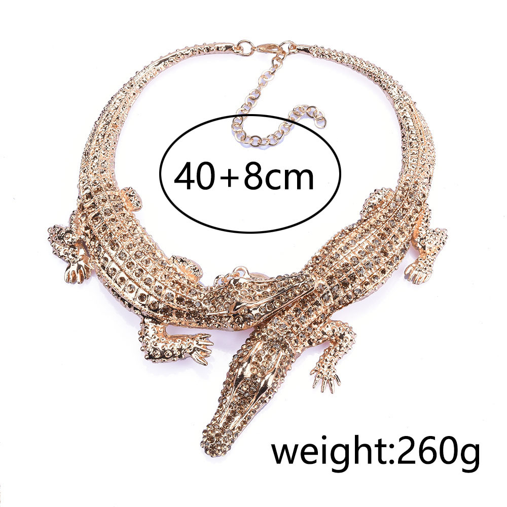 Exaggerated Crocodile Alloy Inlay Rhinestones Women's Necklace display picture 1