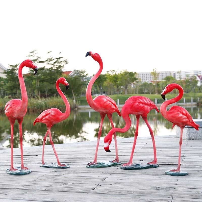 Glass Fiber Reinforced Plastic Simulation Flamingo Sculpture Garden Square Shopping Mall Courtyard Pool Beautiful Landscape Decoration Floor Ornaments Glass Fiber Reinforced Plastic Simulation Flamingo Sculpture Garden Square Shopping Mall Courtyard Pool Beautiful Landscape Decoration Floor Ornaments