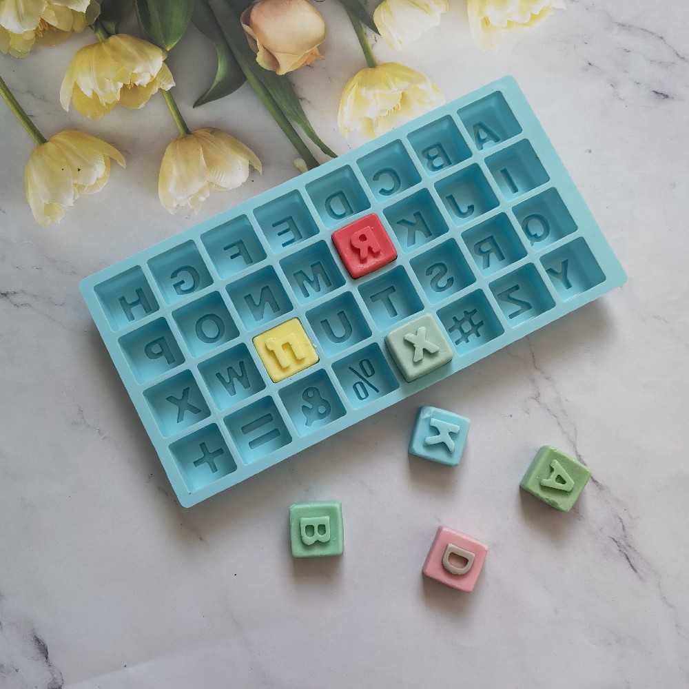 Gran alfabeto inglés 62 molde de silicona pastel helado pudín molde de postre jabón utensilios