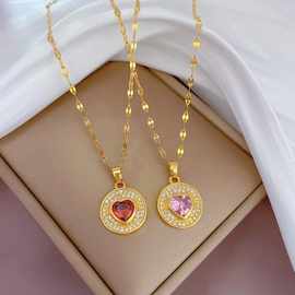 【钛钢】轻奢满钻爱心锆石轻奢设计百搭韩风ins小众设计直播项链