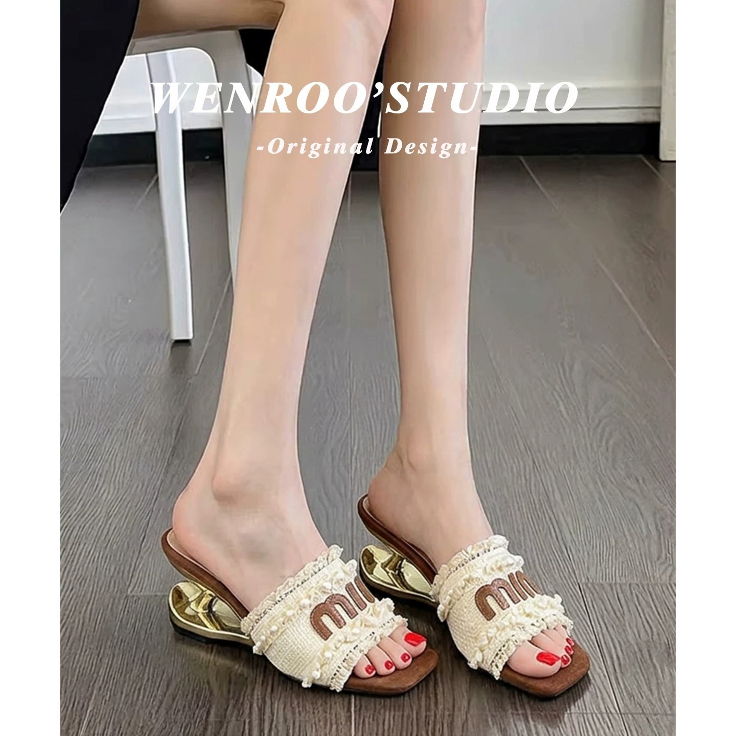 2026 nuevo nicho francés de encaje sandalias de tacón alto para mujeres de verano ropa exterior de alta sensación de pendiente de dedos descubiertos zapatillas de talón