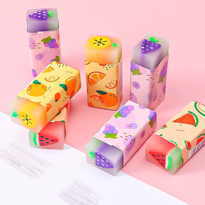 Cartoon Eraser Set — Multi-design Push‑Pull & Novelty Erasers, School Stationery Pack