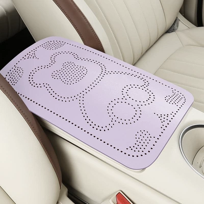 2026 New Cartoon Cola Bear Jelly Leather Car Armrest Box Mat Yellow and Black Armrest Box Mat