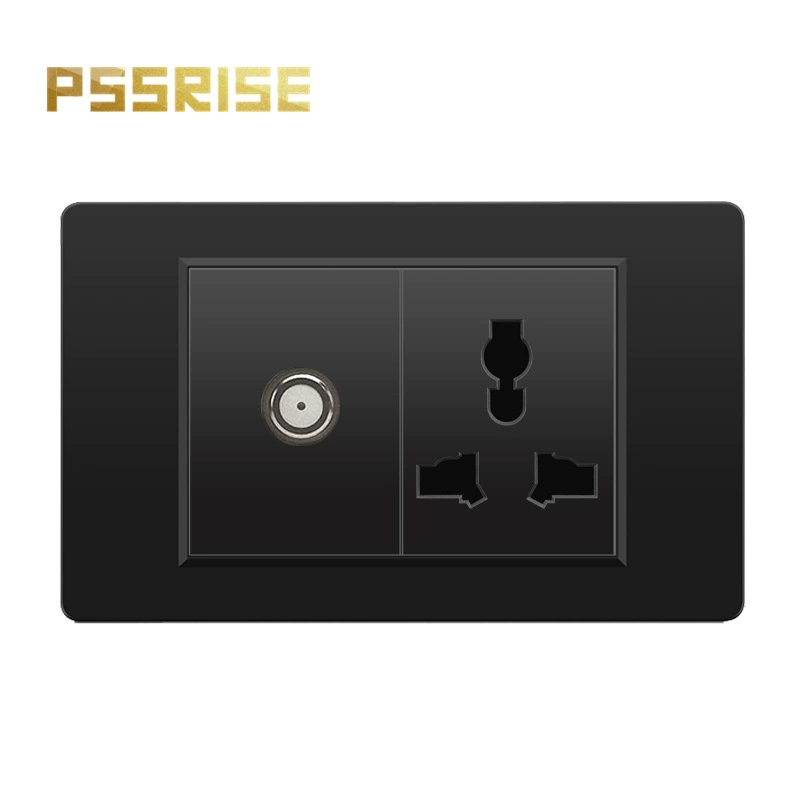 Черная настенная панельная розетка с 118 тип switch, тайваньская розетка с 20W type-C, шесть отверстий