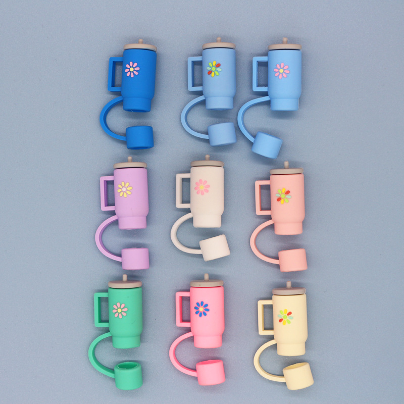 Tapa de paja de 10mm de gran diámetro de Amazon Tapa de té de color Tapón de paja Tapón de polvo Pajita de té con leche de perla Cubierta de polvo