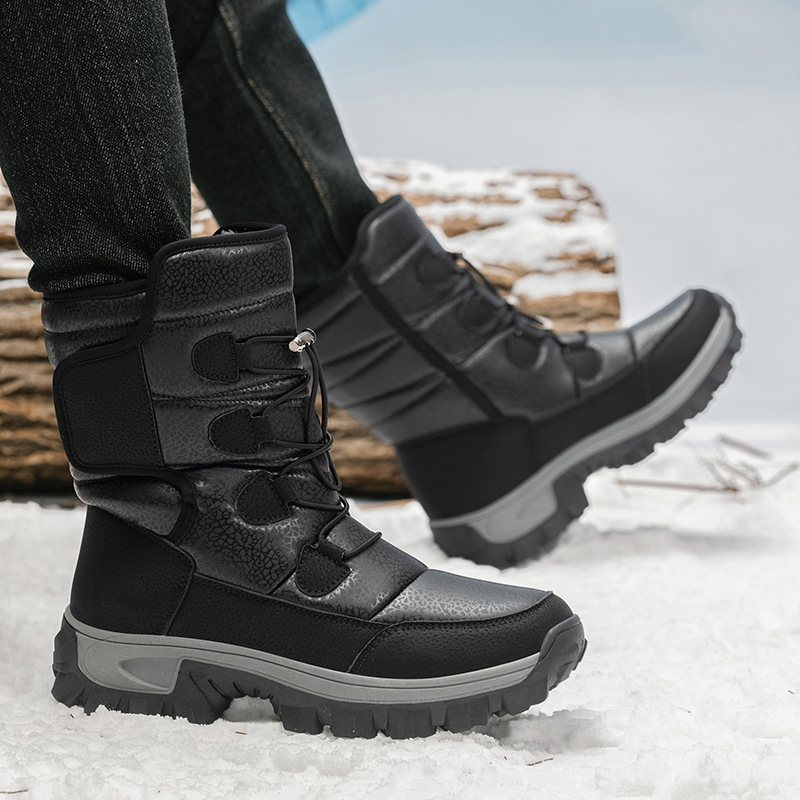 2024 nuevas botas de nieve transfronterizas de tamaño grande para hombres y mujeres, zapatos de algodón grueso, zapatos al aire libre antideslizantes, botas cálidas y resistentes al frío