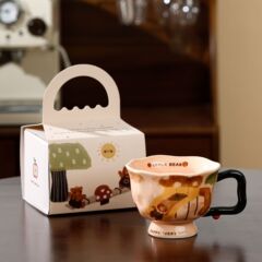 マグカップ陶磁器コーヒーカップ子供高颜値家庭用カップかわいいオフィスオート麦プレゼント朝食カップ