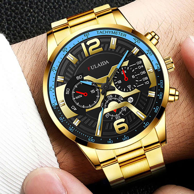 Modeklocka Herrkalender Herrklocka Stor Urtavla Utrikeshandelsklocka Business Steel Band Quartz Watch_voghion.com