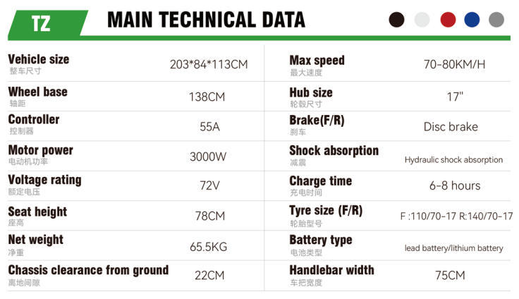 Tz Cross-Border Export Electric Motorcycle, High-Power Electric Scooter, High-Speed Long-Distance Electric Bike, Electric Scooter