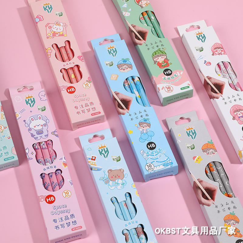 Dibujos Animados en caja lápiz HB estudiante papelería especial pincel de pintura para examen chica corazón niños Premio bosquejo