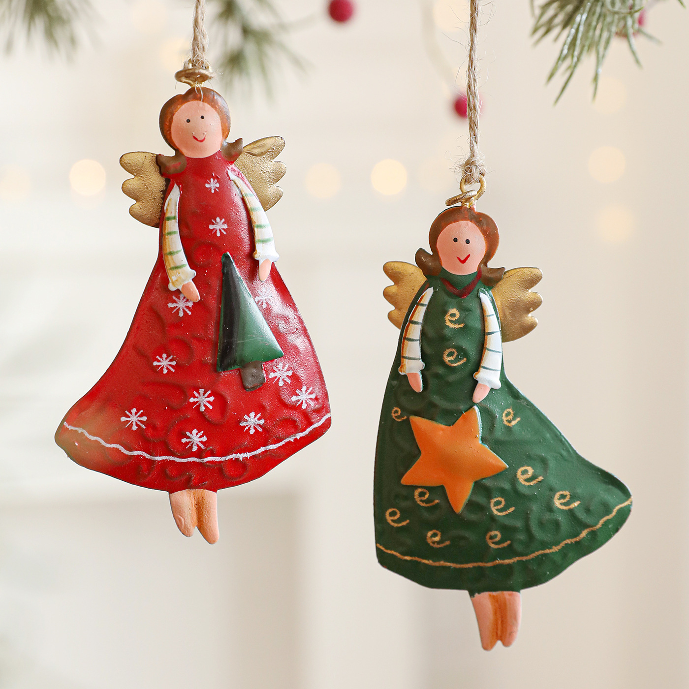 Cross-border americano rural retro hacer viejo hierro forjado Angel de Navidad chica decoración colgante decoración del árbol de Navidad colgante