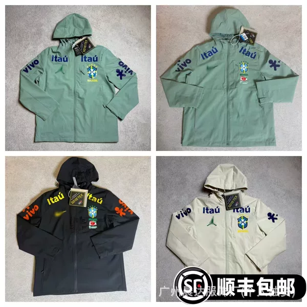 2627 New National Team Brazil Football Jacket Windbreaker Sports Zipper Color-Block Design Direct from Manufacturer