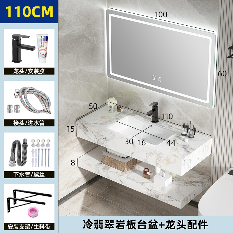 Placa de roca lavabo integrado mesa de lavado lavabo de baño combinación de gabinete de baño de doble capa moderno lavabo minimalista