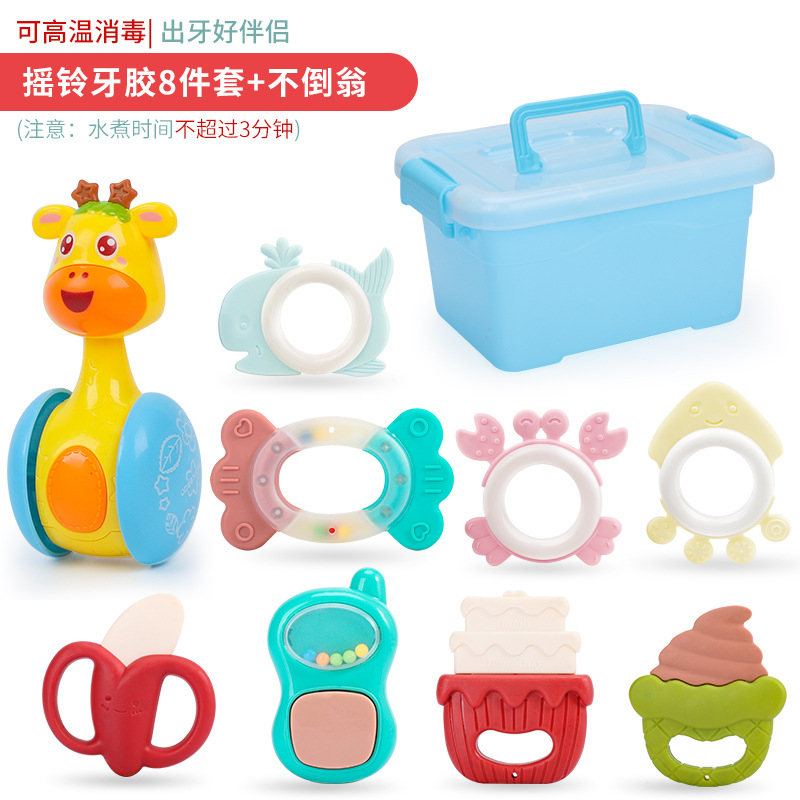 【厂家直销】婴幼儿摇铃宝宝玩具0-1岁可水煮牙胶摇铃欧美风 跨境|ms