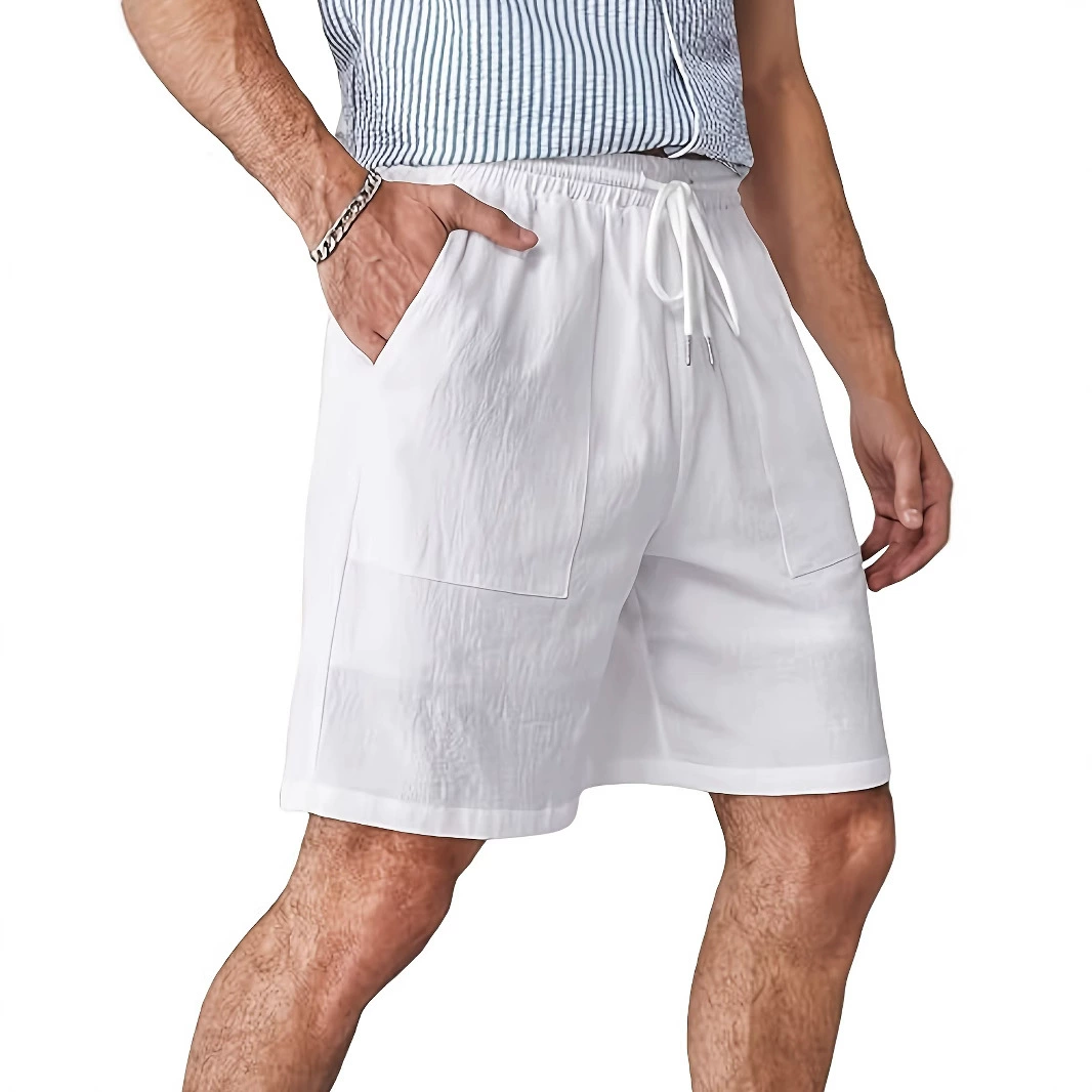 2025 трансграничные летние новые мужские спортивные и повседневные шорты из хлопка и льна для бега и тренировок