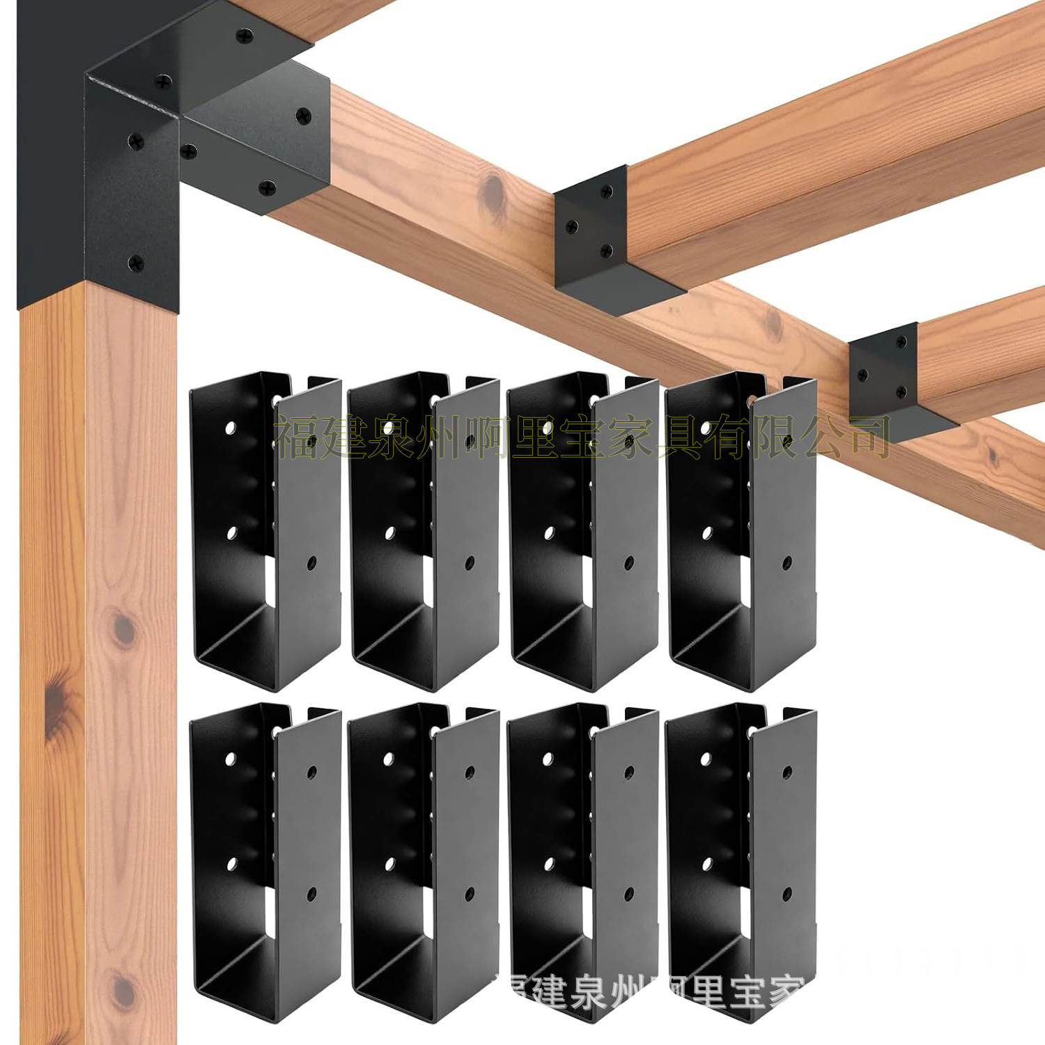 Soporte Oculto para Viga de Madera con Fijación de Tornillos para Terraza y Pabellón