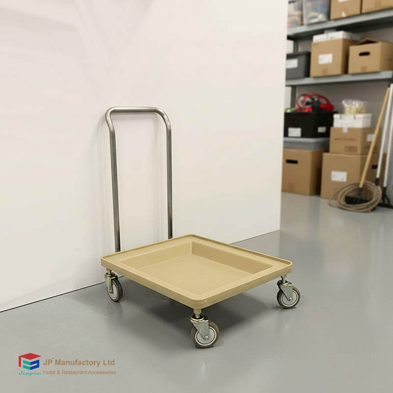 厨房餐具筐小推车 静音工具车 酒店收纳箱推车 不锈钢手柄推车