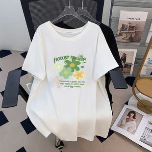 Crewneck new plus fat plus size slim loose long short sleeve T-shirt female 200/300/175.00kg 698