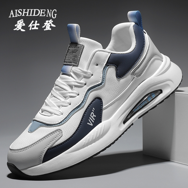 Zapatos de hombre de marca de zapatos deportivos de otoño con suela suave, cuero antideslizante, impermeable, redes casuales, zapatos de corrida transpirables y amortiguadores