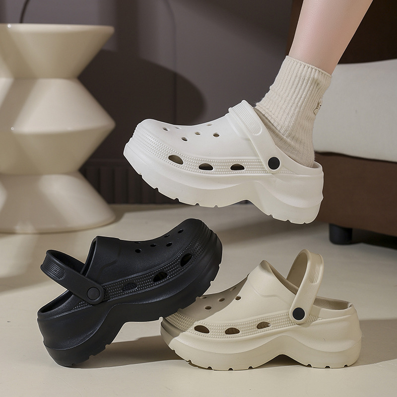 New Style Women's Clogs with Thick Soles, Non-Slip, Breathable, Closed-Toe, Height-Increasing, Versatile, Comfortable, Summer Beach Sandals