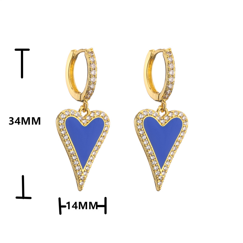 Retro Micro-inlaid Zircon Oil Drop Color Heart Starfish Lightning Earrings display picture 28
