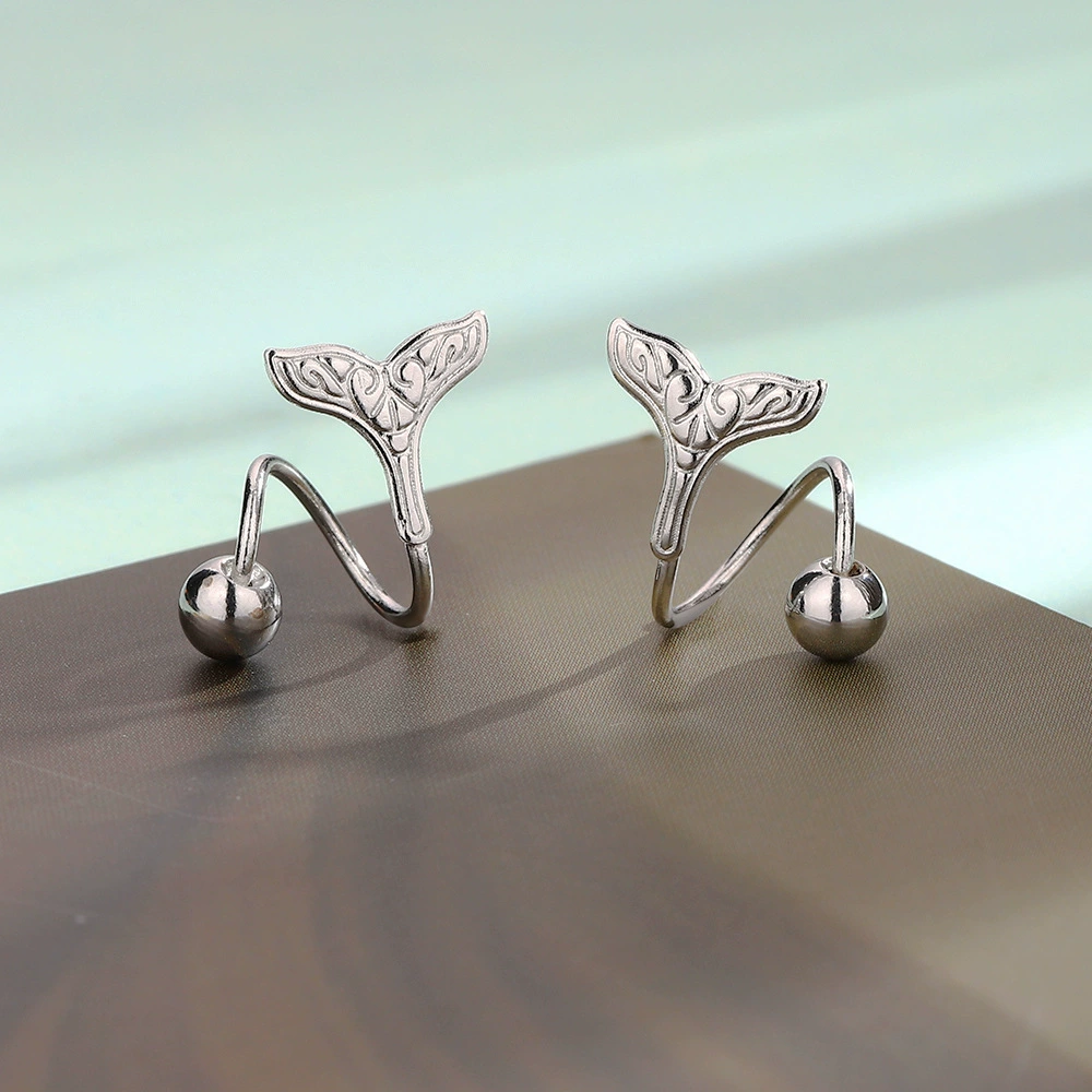 Серьги с кварцевым узором,pattern рыбьей хвост, уникальные вращающиеся хвост mermaid серьги, без иголок mermaid серьги для женщин