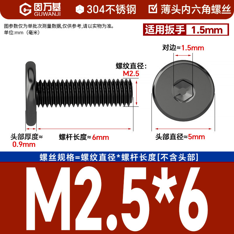 304 black m2.5*6