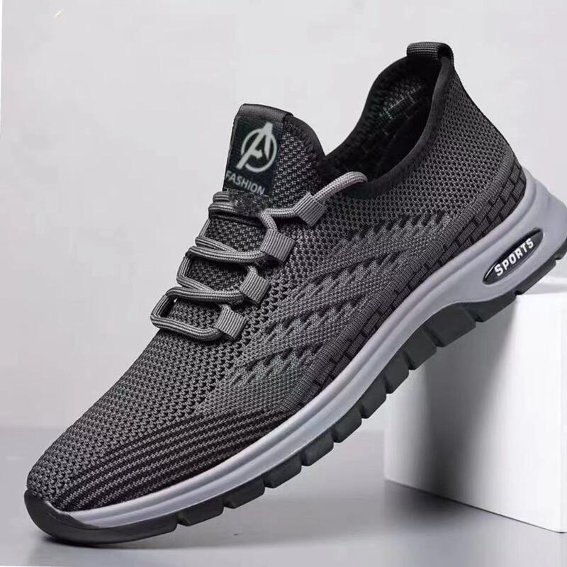 Foreign Trade Shoes Fly Woven Breathable Mesh Men's Soft Sole Soft Surface Comfortable Lightweight Work Driving Shoes Casual Shoes Running Shoes