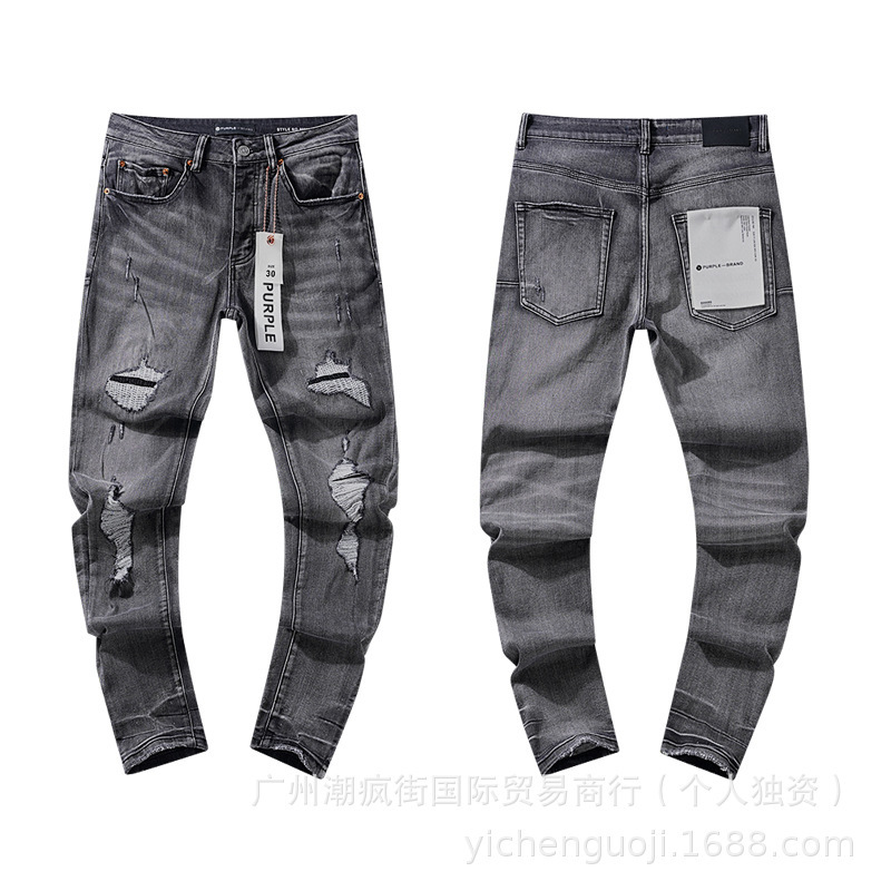 クロスボーダーヨーロッパとアメリカのパープルブランドストレートジーンズウォッシュレトロリッピングハンサムアメリカンコレクション|undefined