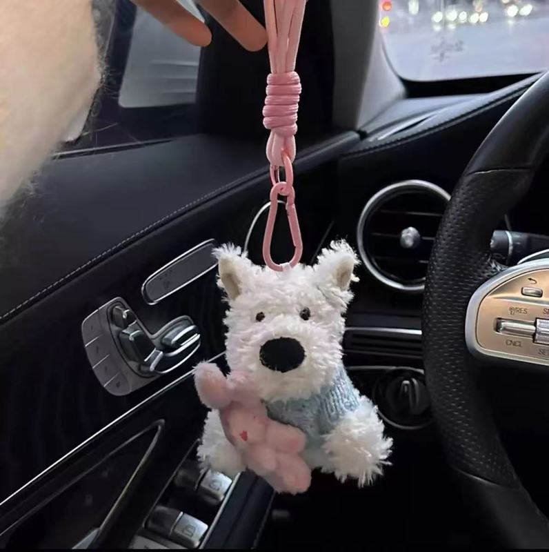 かわいい犬のぬいぐるみバッグペンダント、ウエストハイランド犬の装飾、車内グッズ、ぬいぐるみ、カップルペンダント|undefined