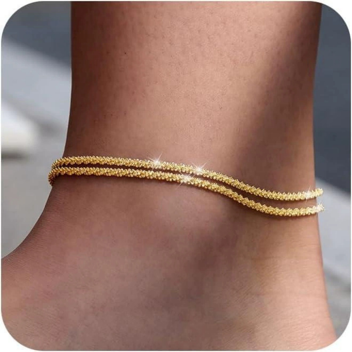 Europa y los Estados Unidos venden calientes multicapa con collar de oruga de estrellas japonesas y coreanas nicho temperamento simple pulsera de tobillo brillante image 3