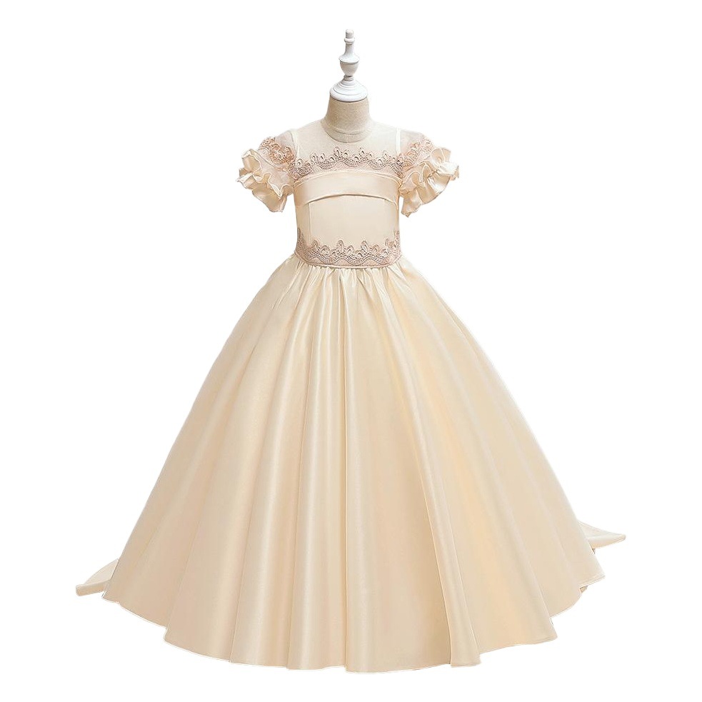 Vestido DE LOS NIÑOS trailing princesa vestido piano rendimiento traje niñas pequeño anfitrión fiesta de cumpleaños vestido de noche largo