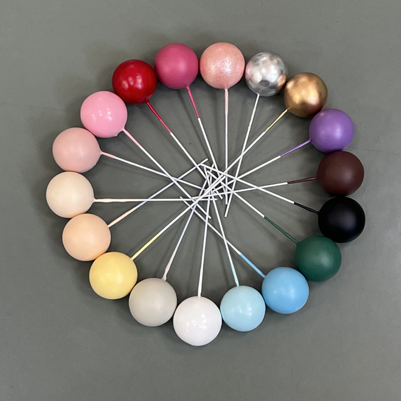 Birthday Cake Ornaments Golden Silver Ball Christmas Foam Ball Black Purple Green Brown Color Cake Decoration Plate