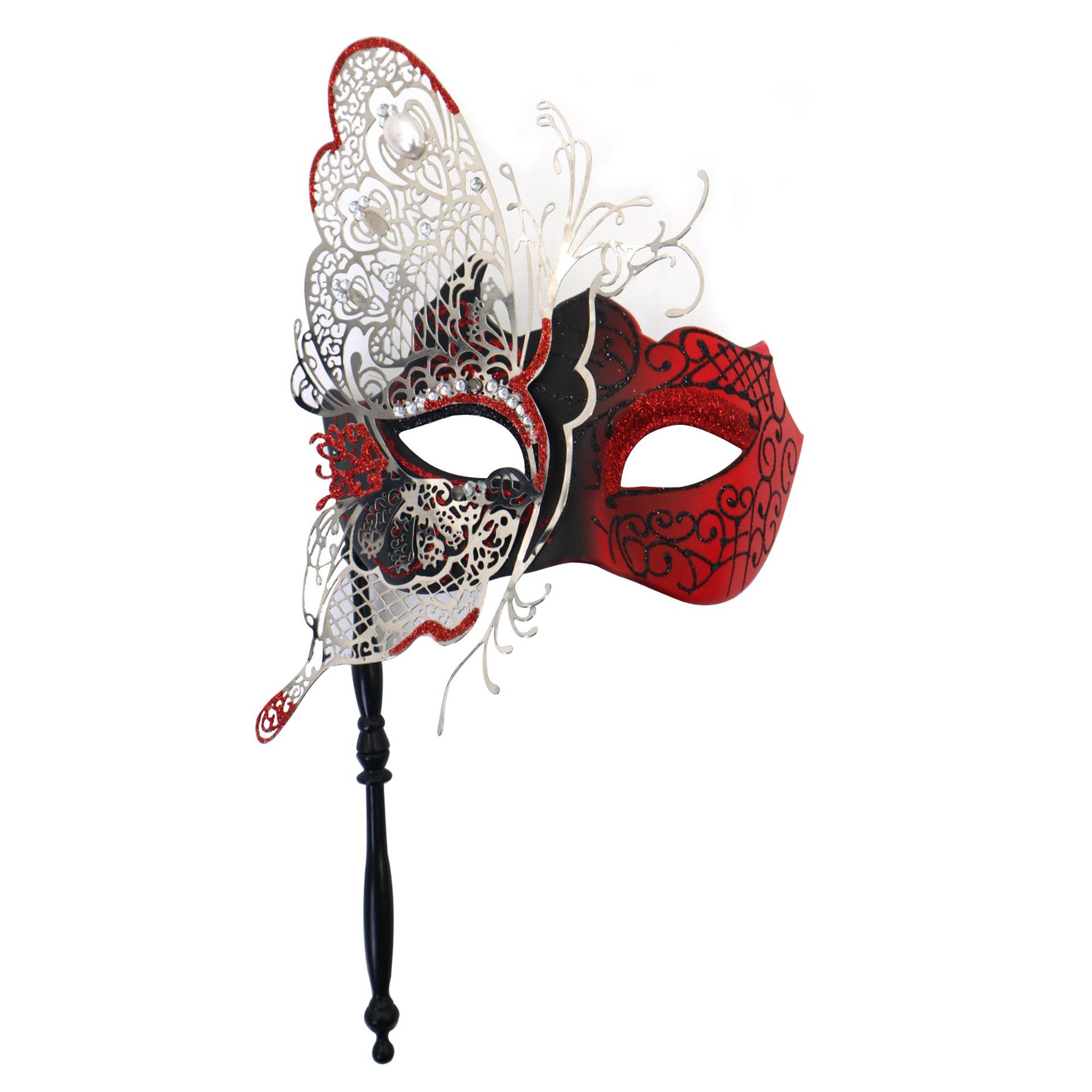 Ventas transfronterizas de diamantes de mano máscara de baile de maquillaje mariposa pintada de hierro forjado mitad cara máscara de carnaval sexy