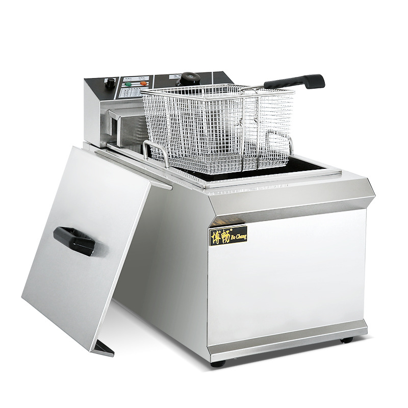 Freidora eléctrica de escritorio comercial de doble cilindro de control de temperatura de precisión freidora eléctrica freidora de barras de aceite equipo de snack comercial