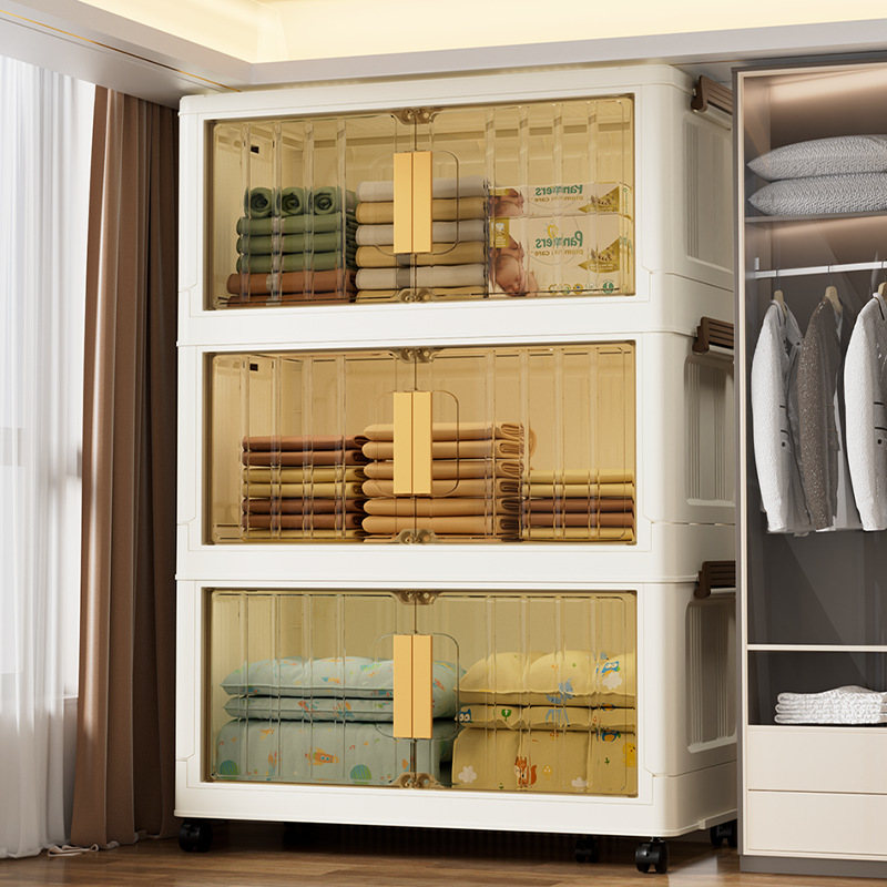 65 armario de almacenamiento multifuncional sin instalación armario doméstico para bebés armario de almacenamiento de dormitorio grueso armario plegable multicapa