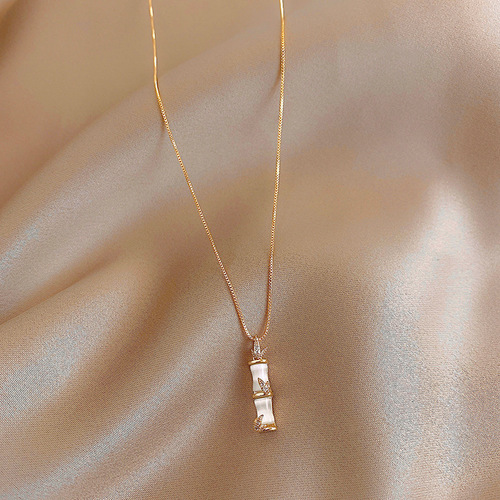 Exquisite 18K gold bamboo necklace for women, high-end, light luxury, niche personality, versatile internet celebrity clavicle chain, temperament necklace
