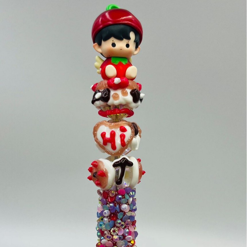 Genuino bolígrafo de granos espumoso, bolígrafo de cuentas encantador, bolígrafo de regalo creativo de dibujo a mano, bolígrafo de bola creativo