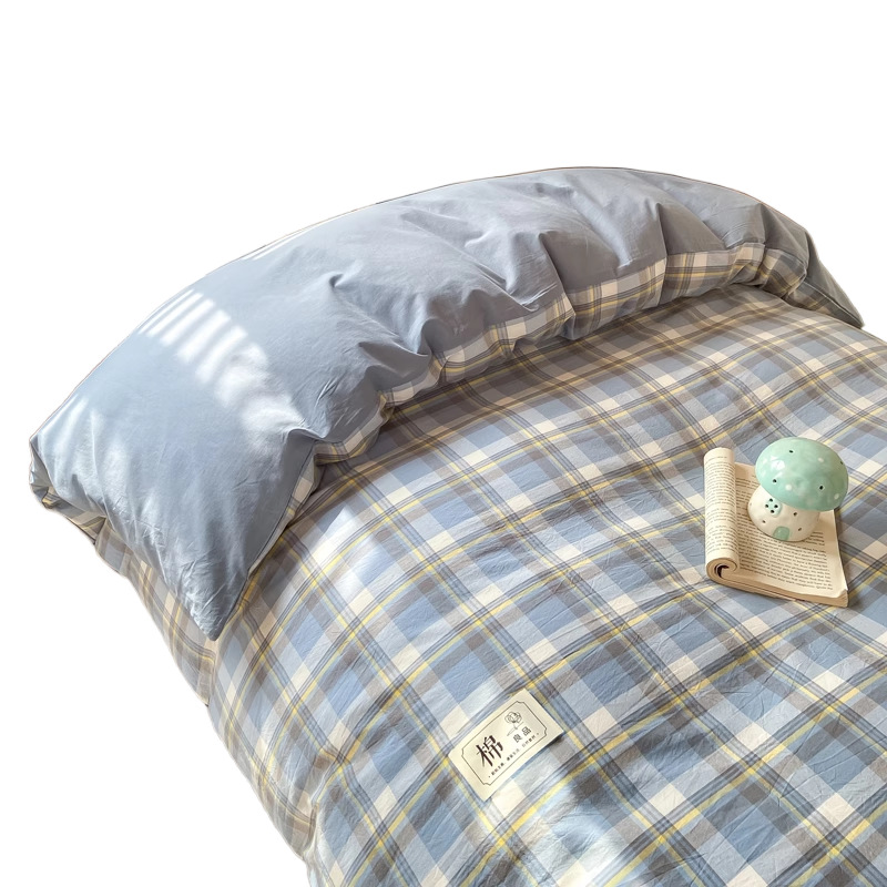Juego de cama de dormitorio de estudiantes universitarios de tres piezas sábanas de algodón de algodón, funda de edredón, funda de edredón, juego de ropa de cama de seis piezas